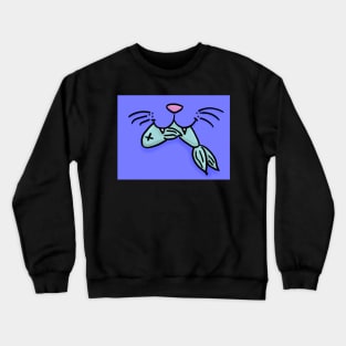 Copy of Cat Mouth With Fish (Blue) Crewneck Sweatshirt